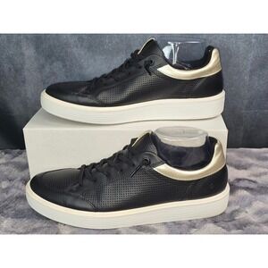 ECCO Soft 7 Sneaker Black Gold Perforated Leather Natural Motion Womens 11 EU 42